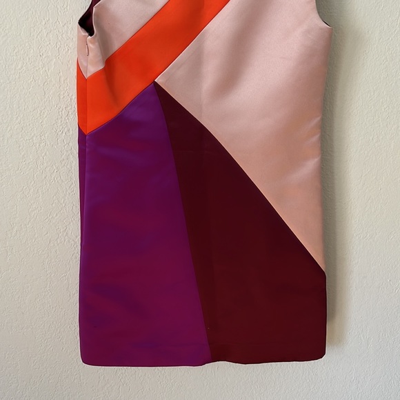 Milly Colorblock Peau De Soie Shift Dress - 2 - Picture 9 of 12